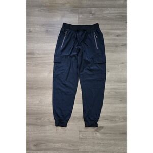 LIBIN Women's Blue Cargo Jogger Pants Small 28" Inseam Zip Pockets Stretch